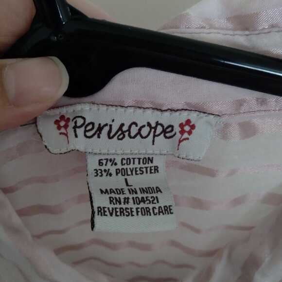 Vintage Periscope Light Pink Striped Button Down Top with Ruffle Detail - Picture 5 of 5